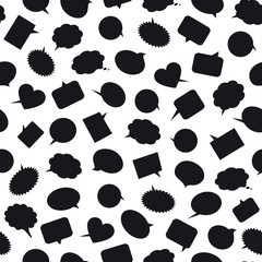 Blank empty black speech bubbles. Vector seamless pattern