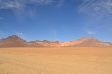 Fototapeta na wymiar Dali's desert, surreal colorful barren landscape