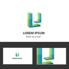 Abstract icon design template with business card