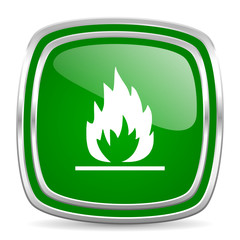 flame glossy computer icon on white background