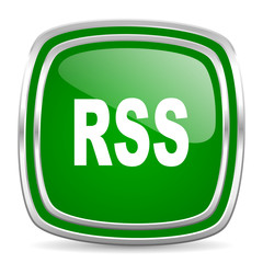 rss glossy computer icon on white background