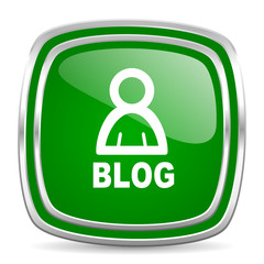 blog glossy computer icon on white background