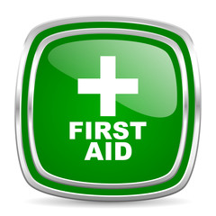 first aid glossy computer icon on white background