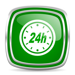 24h glossy computer icon on white background