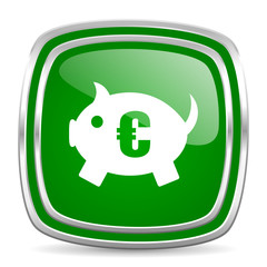 piggy bank glossy computer icon on white background