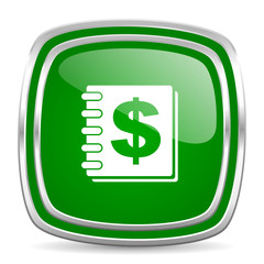 money glossy computer icon on white background