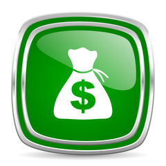 money glossy computer icon on white background