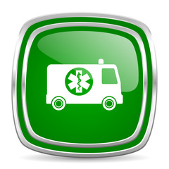 ambulance glossy computer icon on white background
