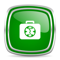 rescue kit glossy computer icon on white background