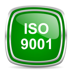 iso 9001 glossy computer icon on white background