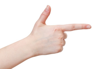 side view of finger handgun - hand gesture