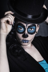 Sugar Skull, Frau mit Zylinder