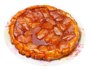 apple pie tart Tatin on plate isolated