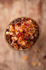 Gum arabic, also known as acacia gum - in bowl