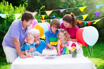 Happy family at a birthday party