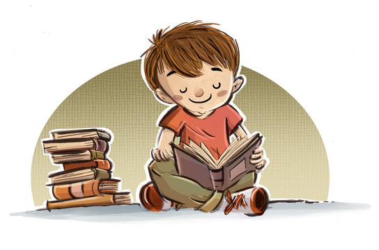 ni&ntilde;o leyendo libros