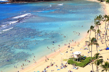 ハワイ　オアフ島ハナウマ湾のビーチと砂浜