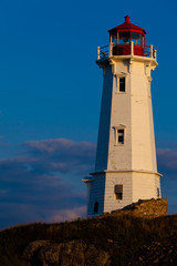 Louisbourg Lighthouse Sunrise Blue Skies