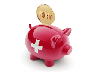 Switzerland Profit Concept. Piggy Concept