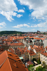 Fototapeta na wymiar Rooftops in Prague on bright summer day