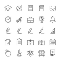 Fototapeta premium Set of Outline stroke Education icon