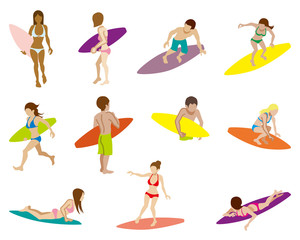 Surfing people sets,Isolated