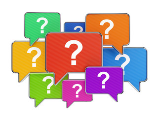 Colorful speech bubbles with question mark symbols