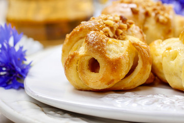 Tasty breakfast: buns with caramel filling
