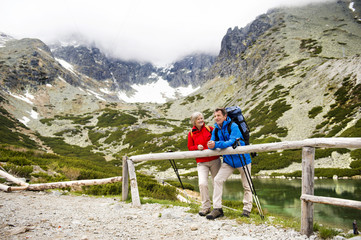 Fototapeta na wymiar Senior couple hiking