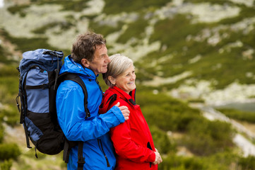 Senior couple hiking