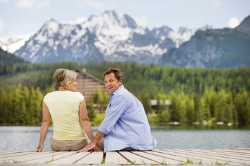 Senior couple on pier