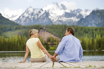 Senior couple on pier