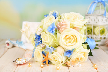 Beautiful wedding bouquet with roses