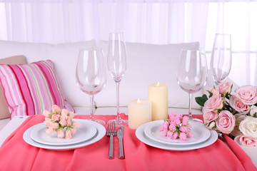 Festive table setting in interior