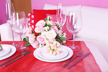 Festive table setting in interior