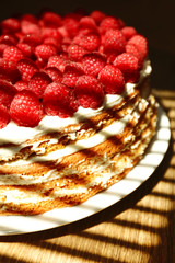 Tasty cake with fresh berries, close up