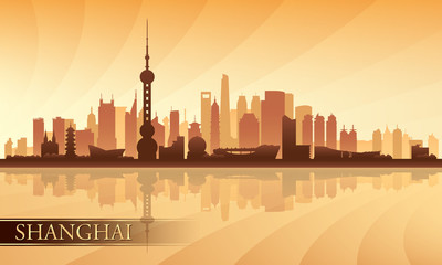 Obraz premium Shanghai city skyline silhouette background