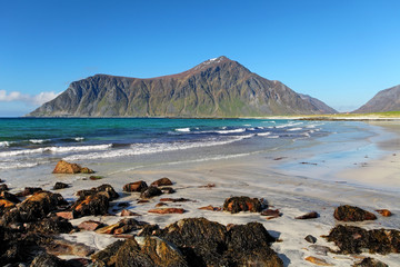 Beach on Lofoten islands in Norway