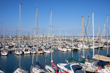 Fototapeta na wymiar Port Olimpic Marina in Barcelona