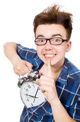 Student missing his studying deadlines on white