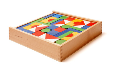 wooden box with many blocks