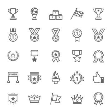 Set of Outline Stroke Award and Trophy Icons