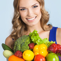 Woman with vegetarian food