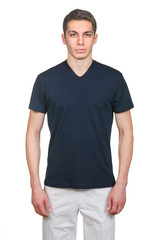 Obraz premium Male t-shirt isolated on the white background