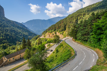 Fototapeta na wymiar View of alpine highway in France.