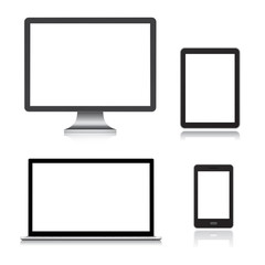 monitor with notebook and smartphone and tablet pc