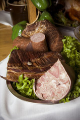 Rural food at the polish wedding .