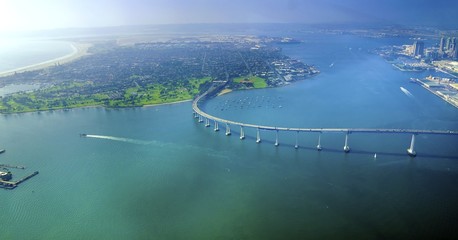 Aerial view of Coronado Island, San Diego - obrazy, fototapety, plakaty