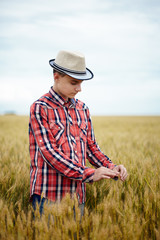 Teenage boy in a wheat field