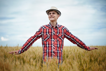 Teenage boy in a wheat field